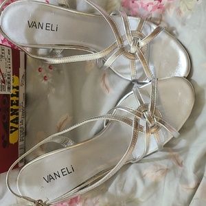 Silver Vaneli Chrome Heels